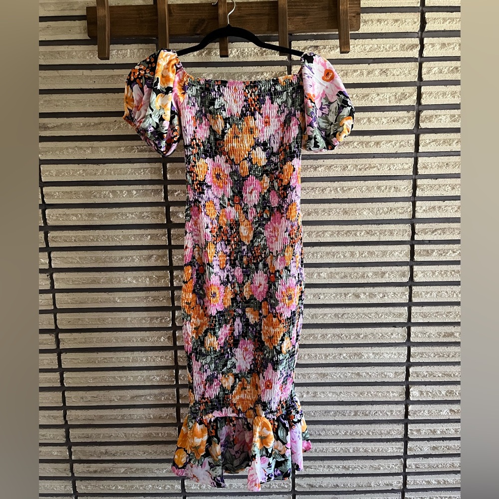 FLORA BOTANICA MIDI DRESS BLACK